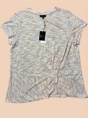 B Collection by Bobeau Curvy Rachelle Striped Side Knot Top 1X NWT